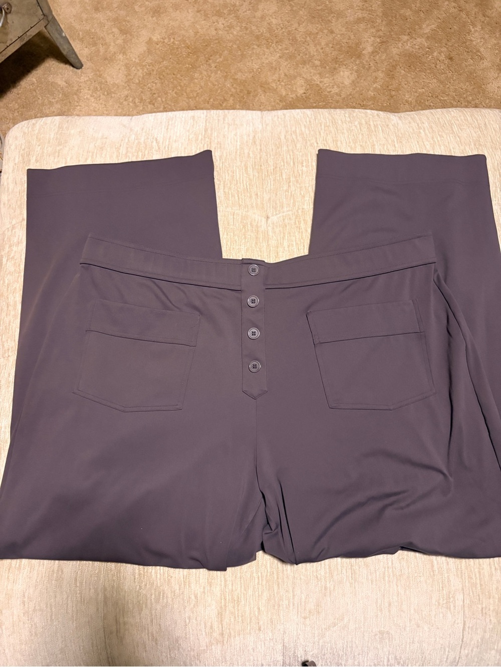 HALARA Women's Dark grey false Button-Front Wide-Leg work Pants